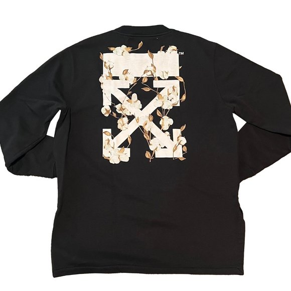 Off-White SS2019 "Flowers" Black Crewneck Sweatshirt Size M - Picture 2 of 5